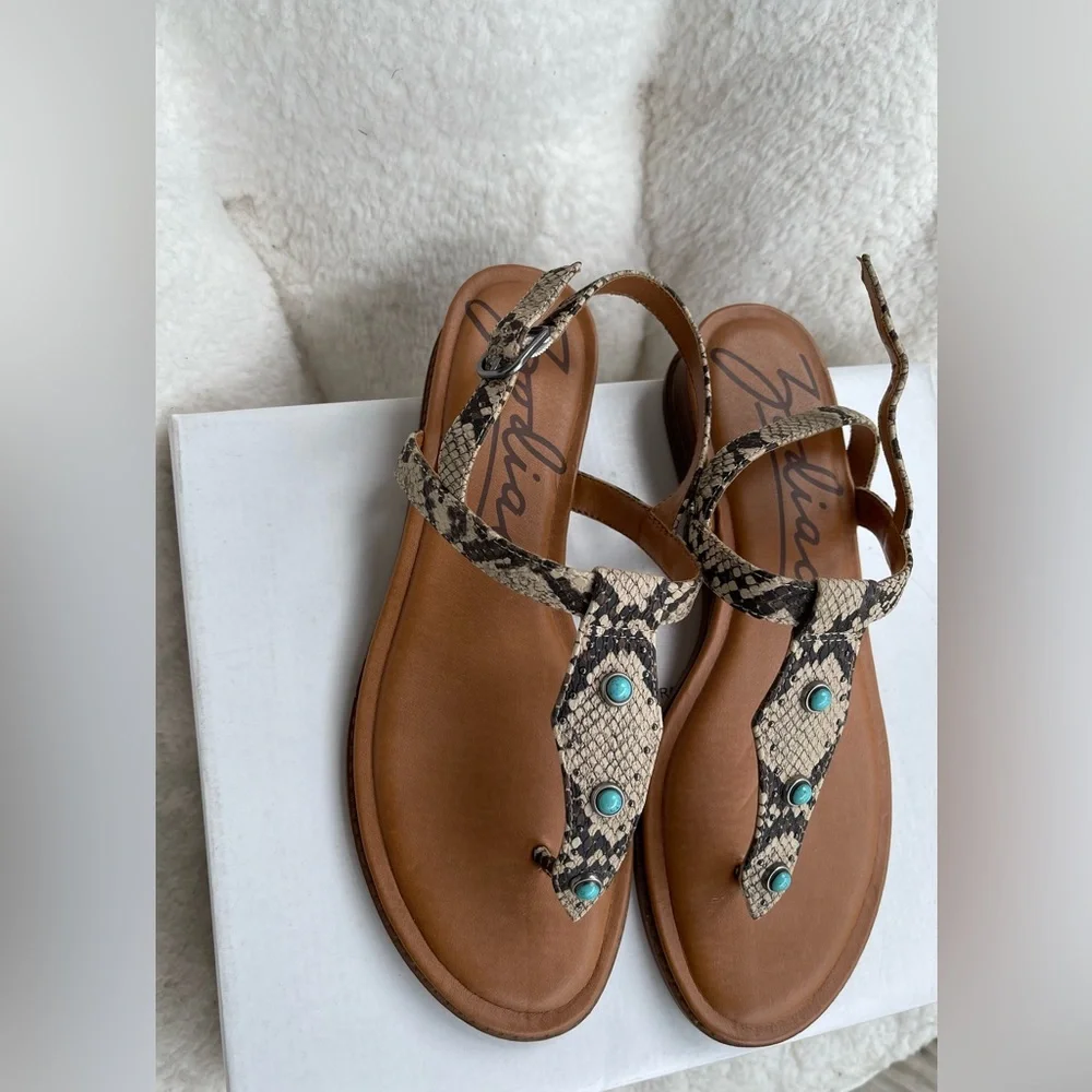 Zodiac Women's Snakeskin Sandals Brown Black Size 9 - Picture 2 of 8